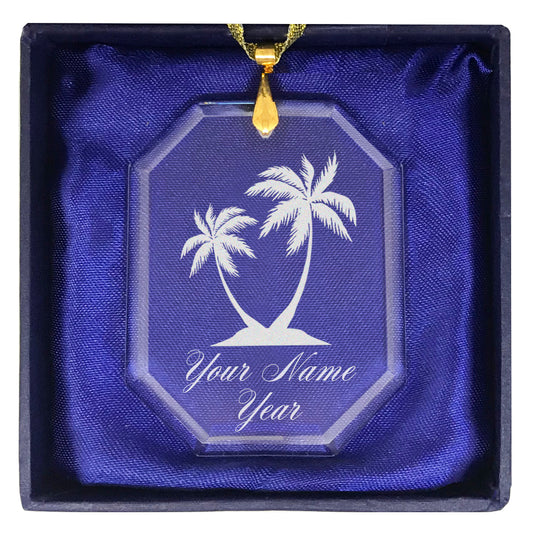 LaserGram Christmas Ornament, Palm Trees, Personalized Engraving Included (Rectangle Shape)