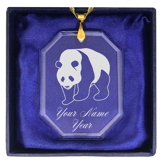 LaserGram Christmas Ornament, Panda Bear, Personalized Engraving Included (Rectangle Shape)
