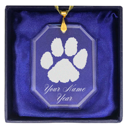 LaserGram Christmas Ornament, Paw Print, Personalized Engraving Included (Rectangle Shape)