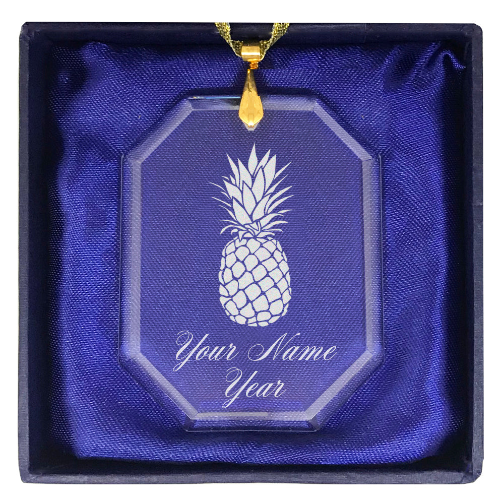 LaserGram Christmas Ornament, Pineapple, Personalized Engraving Included (Rectangle Shape)