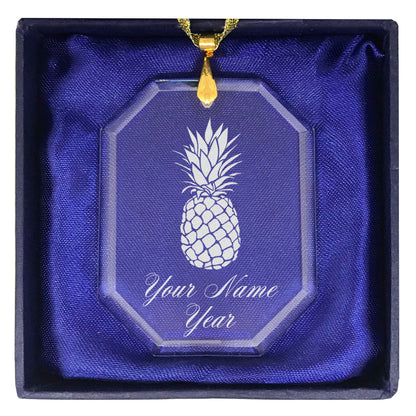 LaserGram Christmas Ornament, Pineapple, Personalized Engraving Included (Rectangle Shape)