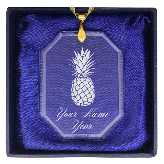 LaserGram Christmas Ornament, Pineapple, Personalized Engraving Included (Rectangle Shape)