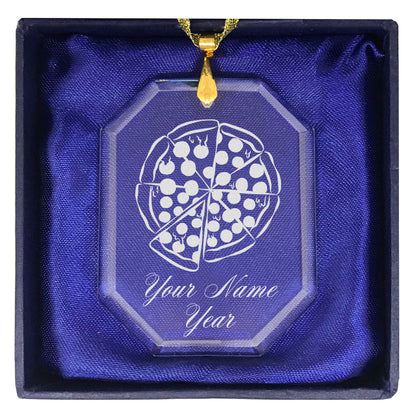 LaserGram Christmas Ornament, Pizza, Personalized Engraving Included (Rectangle Shape)