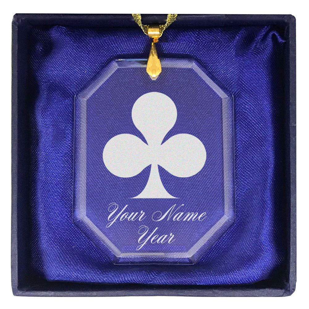 LaserGram Christmas Ornament, Poker Clubs, Personalized Engraving Included (Rectangle Shape)