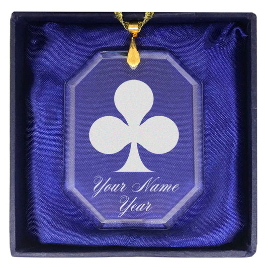 LaserGram Christmas Ornament, Poker Clubs, Personalized Engraving Included (Rectangle Shape)