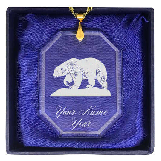 LaserGram Christmas Ornament, Polar Bear, Personalized Engraving Included (Rectangle Shape)