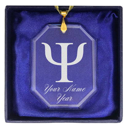 LaserGram Christmas Ornament, Psi Symbol, Personalized Engraving Included (Rectangle Shape)