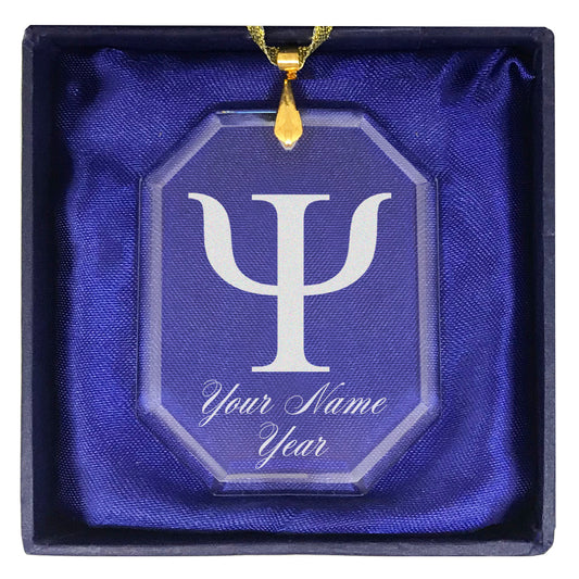 LaserGram Christmas Ornament, Psi Symbol, Personalized Engraving Included (Rectangle Shape)