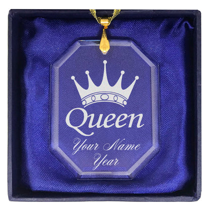 LaserGram Christmas Ornament, Queen Crown, Personalized Engraving Included (Rectangle Shape)