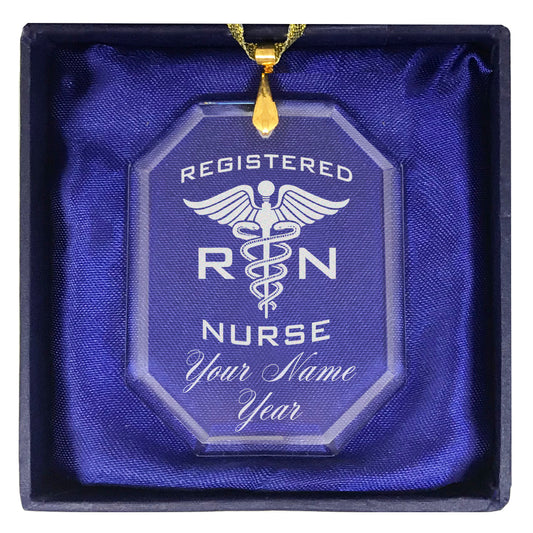 LaserGram Christmas Ornament, RN Registered Nurse, Personalized Engraving Included (Rectangle Shape)