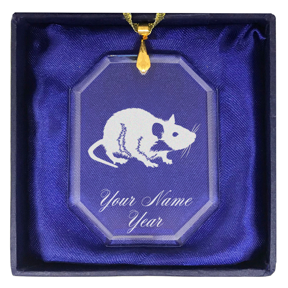 LaserGram Christmas Ornament, Rat, Personalized Engraving Included (Rectangle Shape)