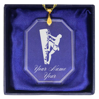 LaserGram Christmas Ornament, Rock Climber, Personalized Engraving Included (Rectangle Shape)