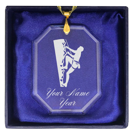 LaserGram Christmas Ornament, Rock Climber, Personalized Engraving Included (Rectangle Shape)