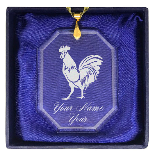 LaserGram Christmas Ornament, Rooster, Personalized Engraving Included (Rectangle Shape)