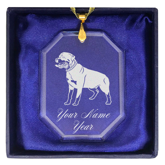 LaserGram Christmas Ornament, Rottweiler Dog, Personalized Engraving Included (Rectangle Shape)