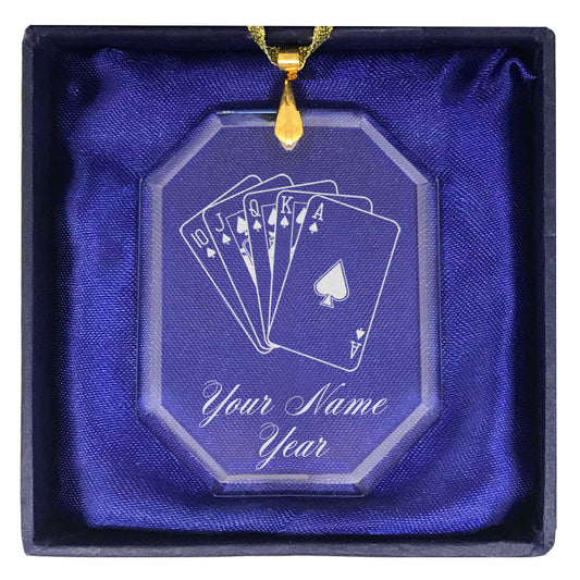LaserGram Christmas Ornament, Royal Flush Poker Cards, Personalized Engraving Included (Rectangle Shape)