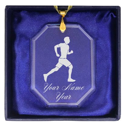 LaserGram Christmas Ornament, Running Man, Personalized Engraving Included (Rectangle Shape)