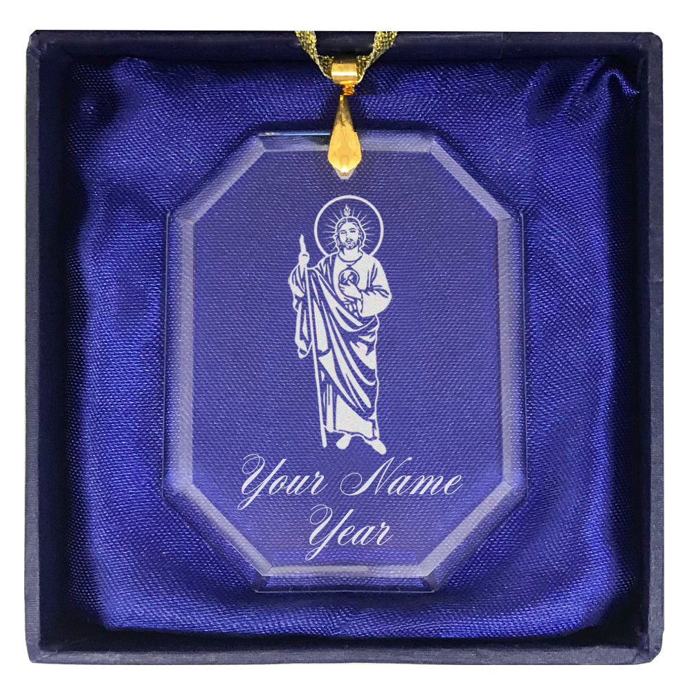 LaserGram Christmas Ornament, Saint Jude, Personalized Engraving Included (Rectangle Shape)