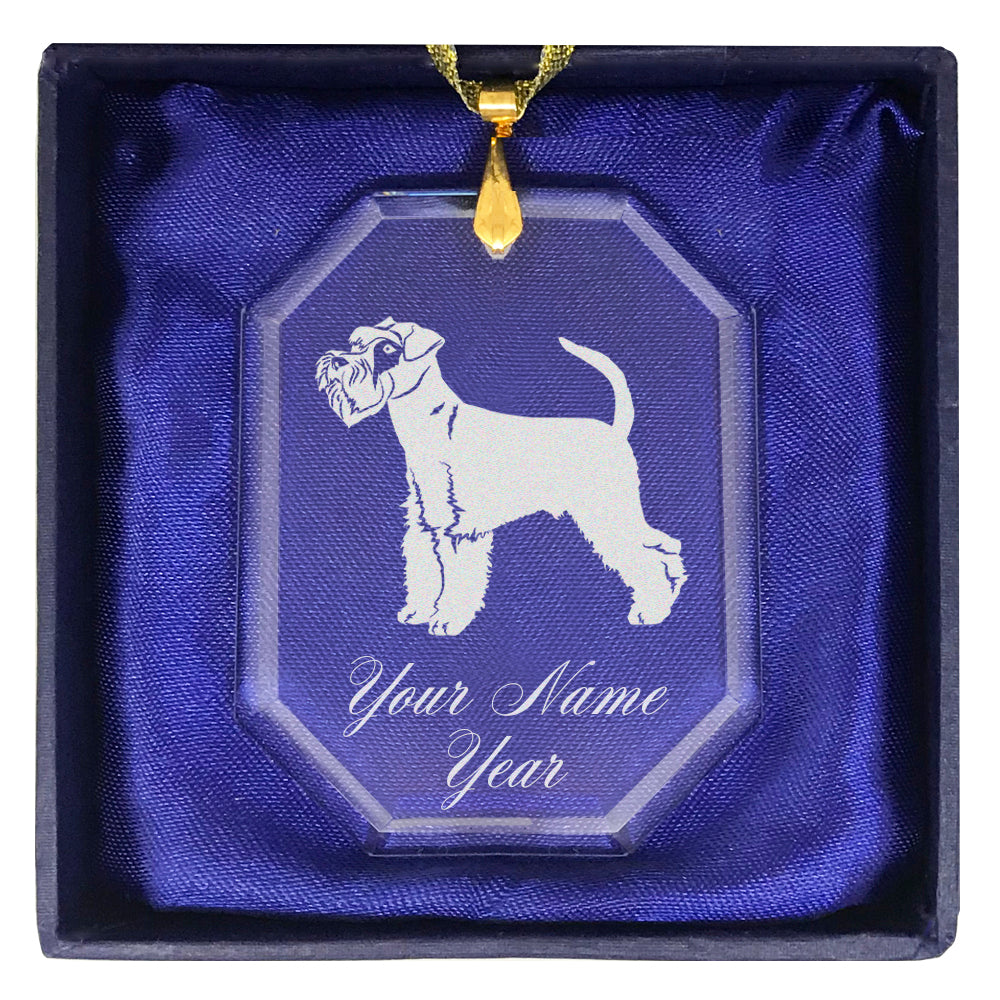 LaserGram Christmas Ornament, Schnauzer Dog, Personalized Engraving Included (Rectangle Shape)