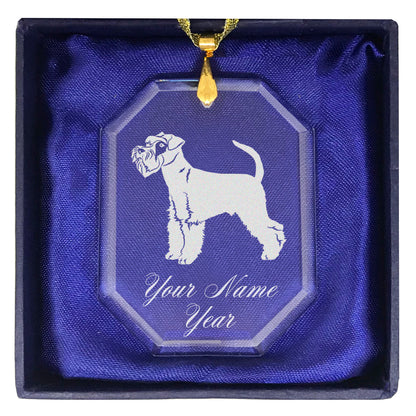 LaserGram Christmas Ornament, Schnauzer Dog, Personalized Engraving Included (Rectangle Shape)