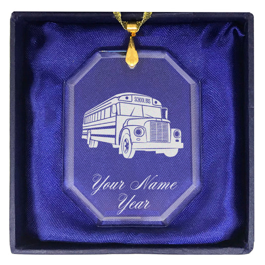 LaserGram Christmas Ornament, School Bus, Personalized Engraving Included (Rectangle Shape)