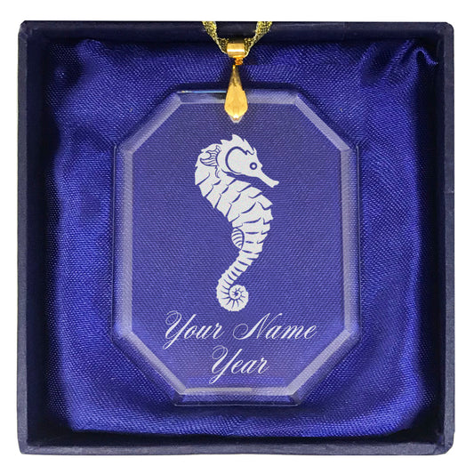 LaserGram Christmas Ornament, Seahorse, Personalized Engraving Included (Rectangle Shape)