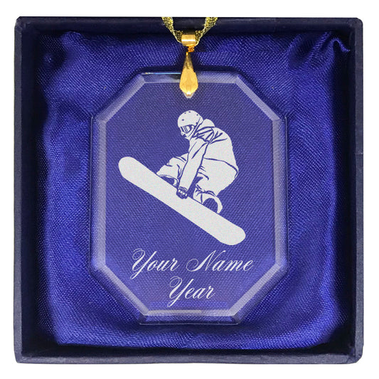 LaserGram Christmas Ornament, Snowboarder Man, Personalized Engraving Included (Rectangle Shape)