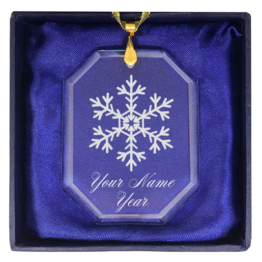 LaserGram Christmas Ornament, Snowflake, Personalized Engraving Included (Rectangle Shape)