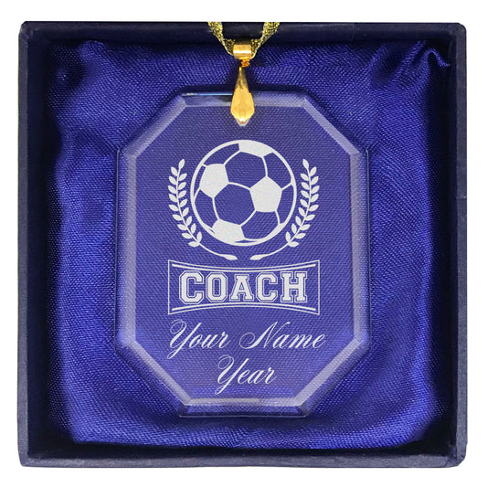 LaserGram Christmas Ornament, Soccer Coach, Personalized Engraving Included (Rectangle Shape)