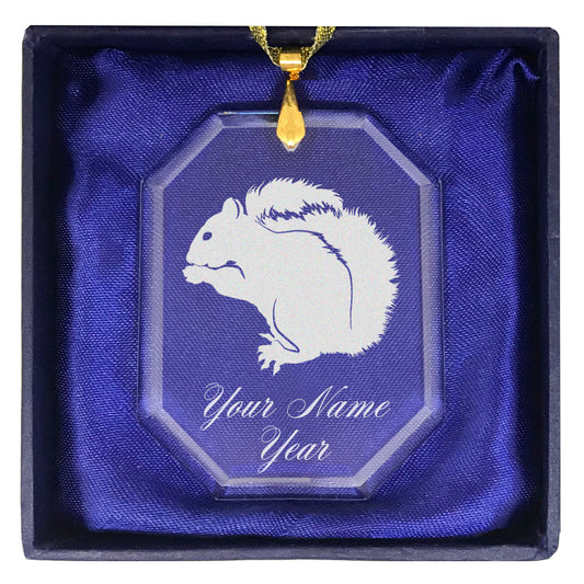 LaserGram Christmas Ornament, Squirrel, Personalized Engraving Included (Rectangle Shape)