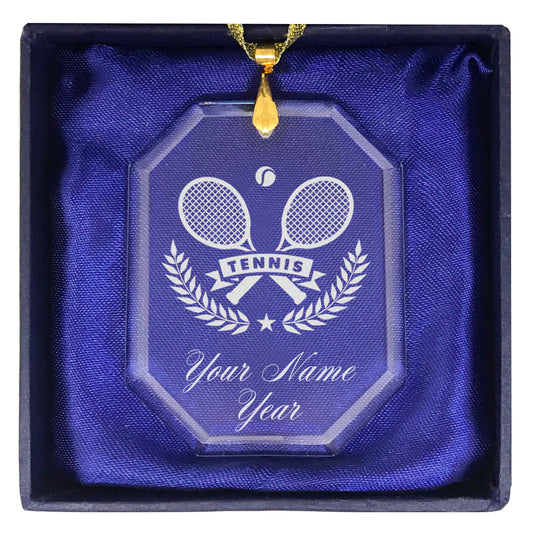 LaserGram Christmas Ornament, Tennis Rackets, Personalized Engraving Included (Rectangle Shape)