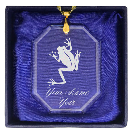 LaserGram Christmas Ornament, Tree Frog, Personalized Engraving Included (Rectangle Shape)