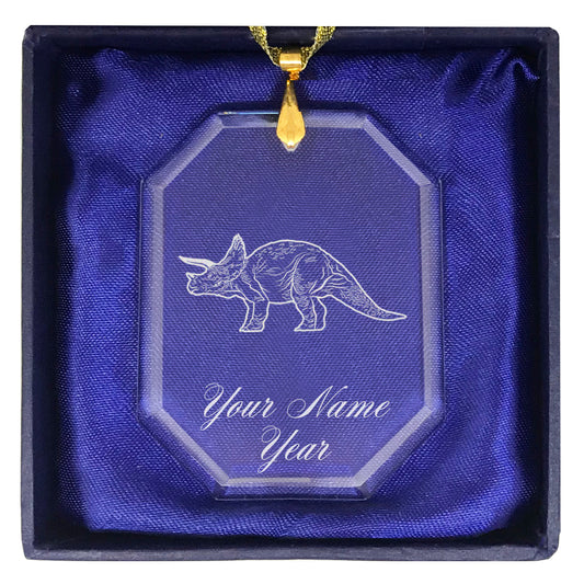 LaserGram Christmas Ornament, Triceratops Dinosaur, Personalized Engraving Included (Rectangle Shape)