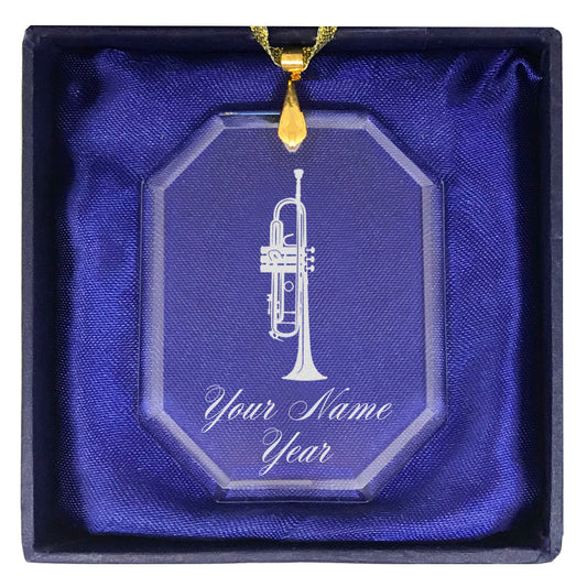 LaserGram Christmas Ornament, Trumpet, Personalized Engraving Included (Rectangle Shape)