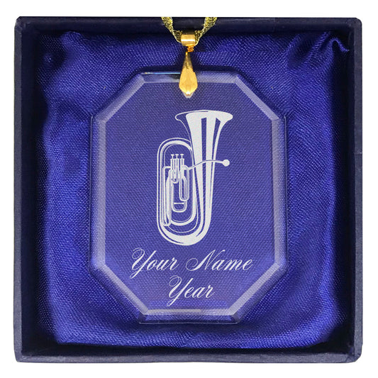 LaserGram Christmas Ornament, Tuba, Personalized Engraving Included (Rectangle Shape)