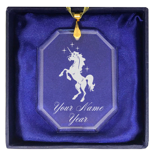 LaserGram Christmas Ornament, Unicorn, Personalized Engraving Included (Rectangle Shape)