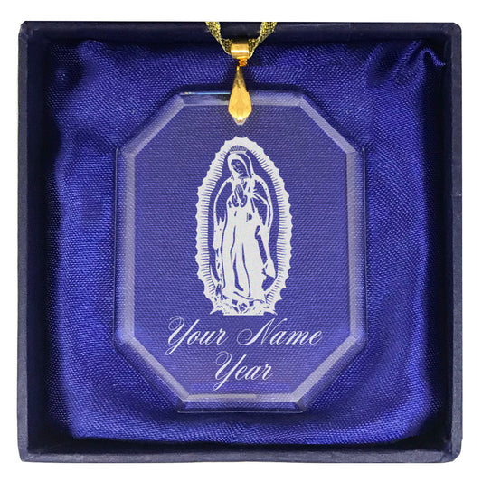 LaserGram Christmas Ornament, Virgen de Guadalupe, Personalized Engraving Included (Rectangle Shape)