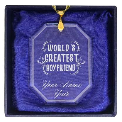 LaserGram Christmas Ornament, World's Greatest Boyfriend, Personalized Engraving Included (Rectangle Shape)
