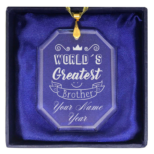 LaserGram Christmas Ornament, World's Greatest Brother, Personalized Engraving Included (Rectangle Shape)