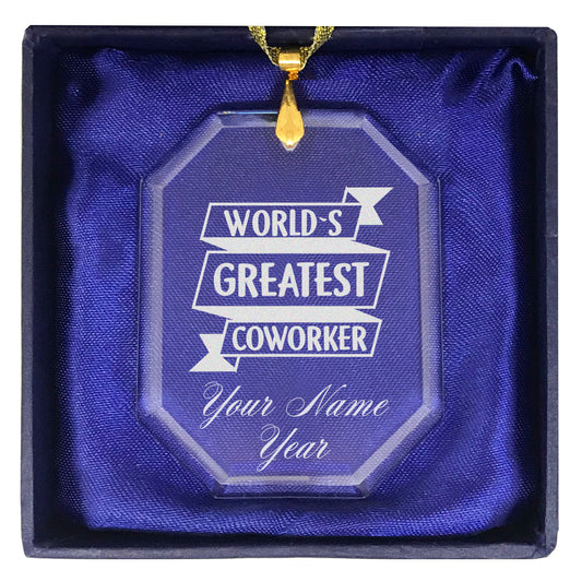 LaserGram Christmas Ornament, World's Greatest Coworker, Personalized Engraving Included (Rectangle Shape)