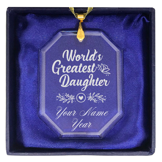 LaserGram Christmas Ornament, World's Greatest Daughter, Personalized Engraving Included (Rectangle Shape)