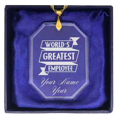 LaserGram Christmas Ornament, World's Greatest Employee, Personalized Engraving Included (Rectangle Shape)