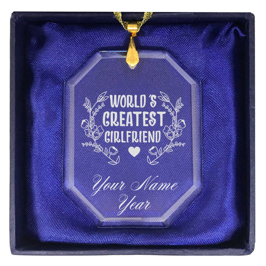 LaserGram Christmas Ornament, World's Greatest Girlfriend, Personalized Engraving Included (Rectangle Shape)