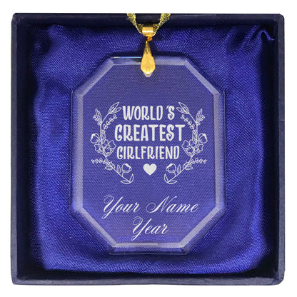 LaserGram Christmas Ornament, World's Greatest Girlfriend, Personalized Engraving Included (Rectangle Shape)