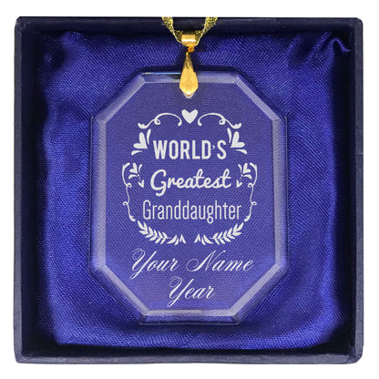 LaserGram Christmas Ornament, World's Greatest Granddaughter, Personalized Engraving Included (Rectangle Shape)
