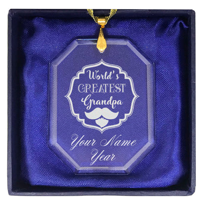 LaserGram Christmas Ornament, World's Greatest Grandpa, Personalized Engraving Included (Rectangle Shape)
