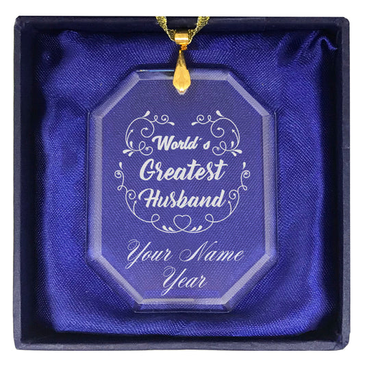 LaserGram Christmas Ornament, World's Greatest Husband, Personalized Engraving Included (Rectangle Shape)