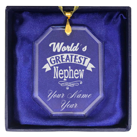 LaserGram Christmas Ornament, World's Greatest Nephew, Personalized Engraving Included (Rectangle Shape)