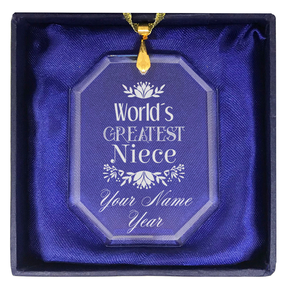 LaserGram Christmas Ornament, World's Greatest Niece, Personalized Engraving Included (Rectangle Shape)