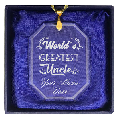 LaserGram Christmas Ornament, World's Greatest Uncle, Personalized Engraving Included (Rectangle Shape)